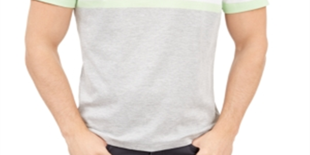 Alfani Men's Regular Fit Stripe Quarter Zip Polo Shirt Grey Size XXX-Large