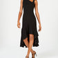 Calvin Klein Women's Asymmetric Neck High Low Dress Black Size 14