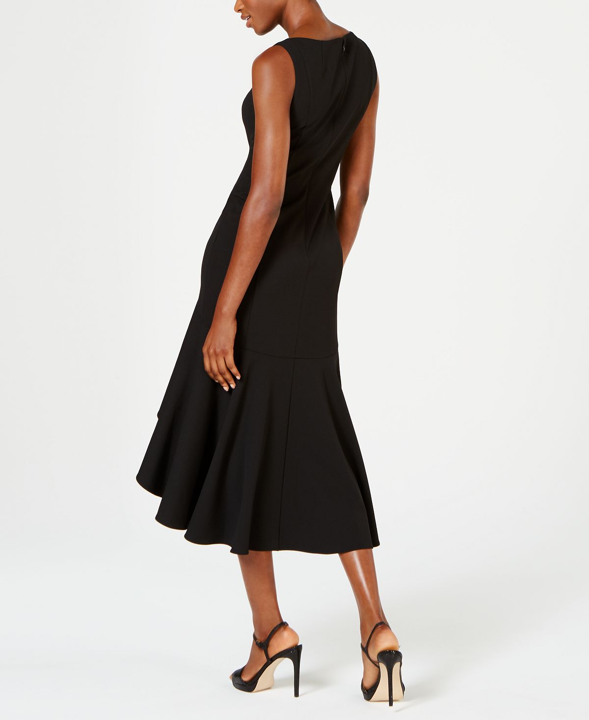 Calvin Klein Women's Asymmetric Neck High Low Dress Black Size 14