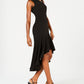 Calvin Klein Women's Asymmetric Neck High Low Dress Black Size 14