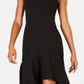 Calvin Klein Women's Asymmetric Neck High Low Dress Black Size 14