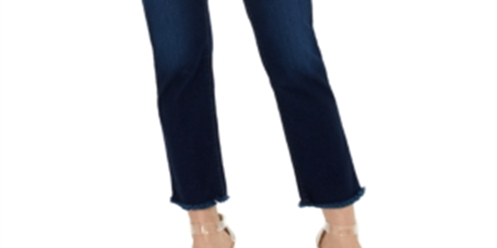 INC International Concepts Women's Straight Leg Frayed Hem Ankle Jeans Blue Size 2