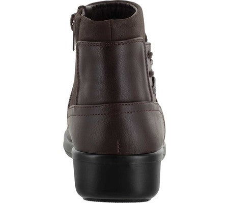 Easy Street Women's Round Toe Wedge Zip up Booties Brown 8.5 M