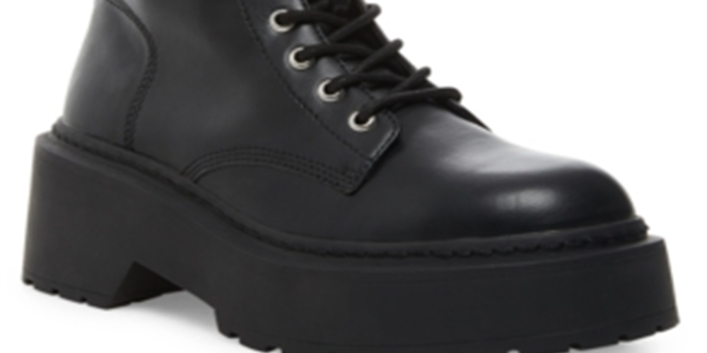 Steve Madden Women's Faux Leather Lug Sole Slasher Combat Boots Black Size 8 M