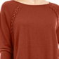 Style & Co Women's Lace up Chevron Trim Sweater Orange Size XX-Large