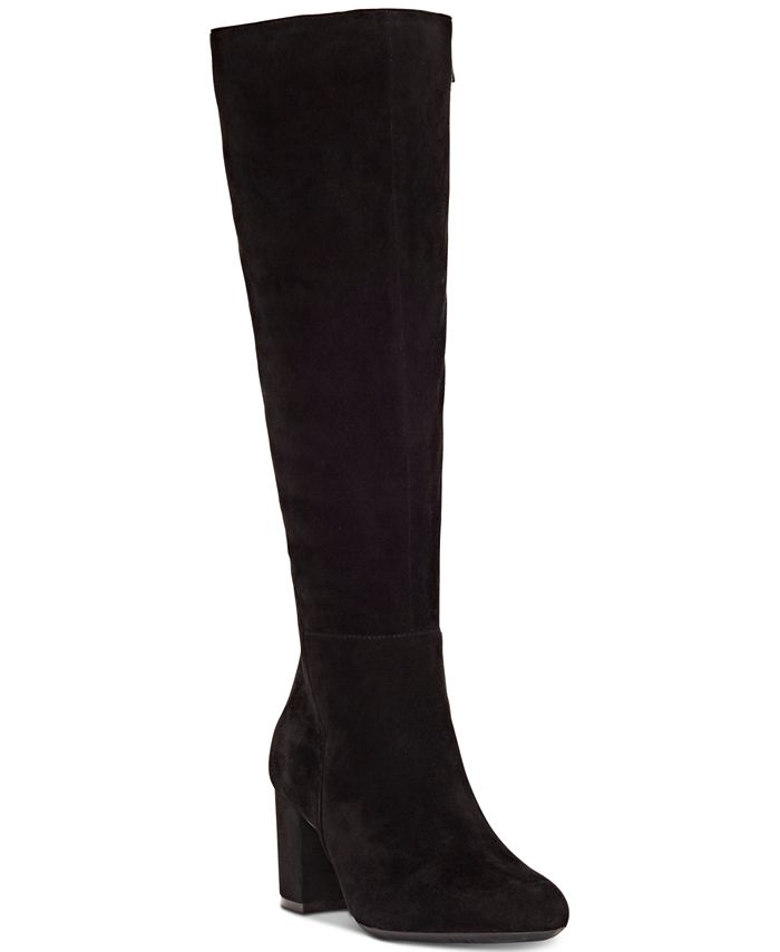 INC International Concepts Women's Radella Wide Calf Leather Knee High Boots Black Size 8.5 M