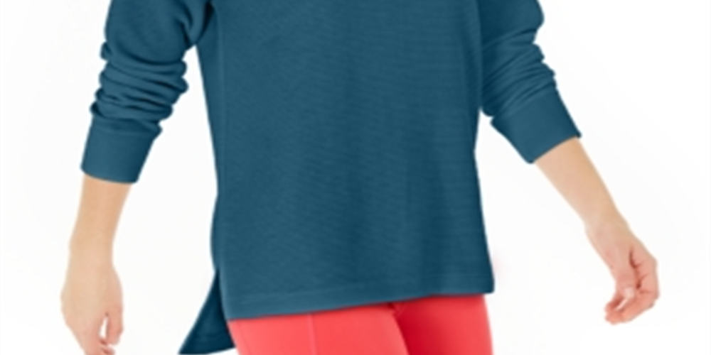 Ideology Women's Cold-Shoulder Vented Top Blue  Size L