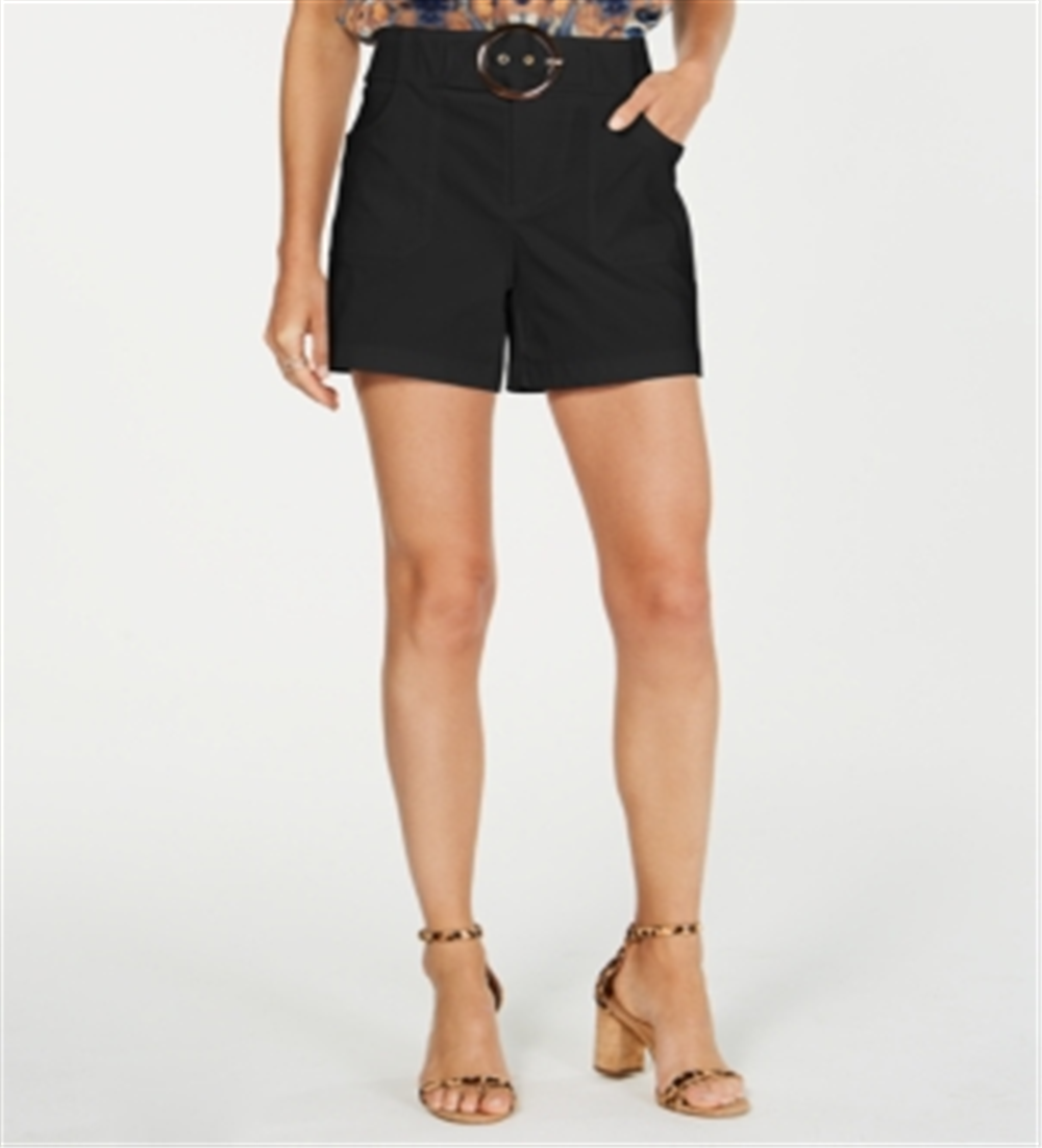 INC International Concepts Women's Belted Shorts Black Size 2