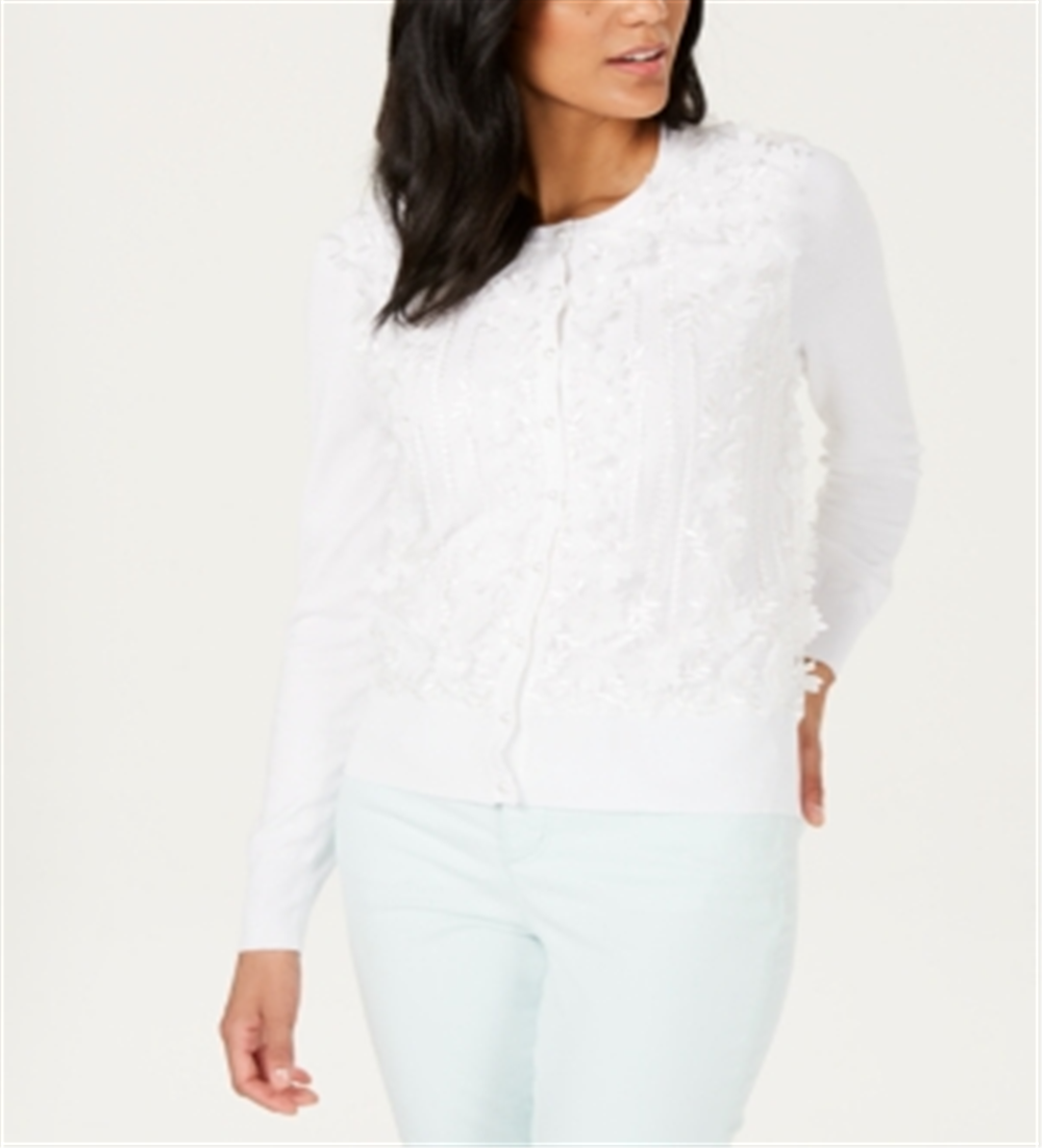 Charter Club Women's Floral Applique White Size XX-Large