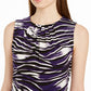 Calvin Klein Women's Sleeveless Printed Pleat Neck Top Black Size X-Small