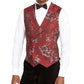 Tallia Men's Patterned Sleeveless Classic Fit Button Down Vest Red Size Medium