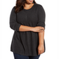Style & Co Women's Plus Seam Front Crew Neck Tunic Sweater Gray Size 1X