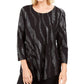 JM Collection Women's Metallic Print Top Black Size Petite Small