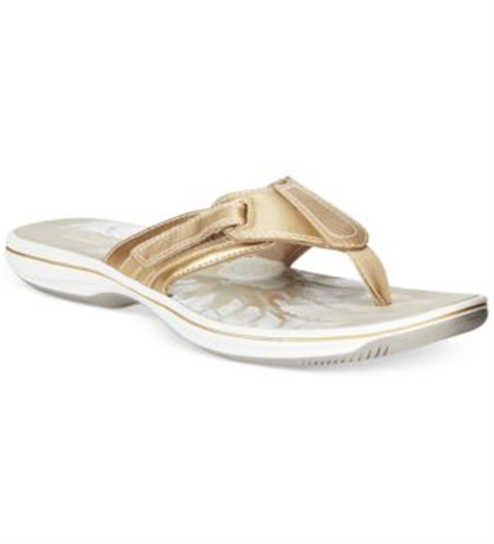 Clarks Women's Brinkley Jojo Flip flop Sandals  Gold  Size 11