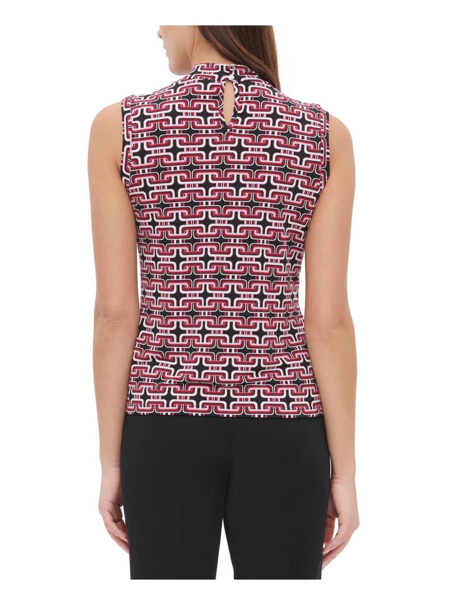 Tommy Hilfiger Women's Printed Sleeveless Wear to Work Top Black  Size Small