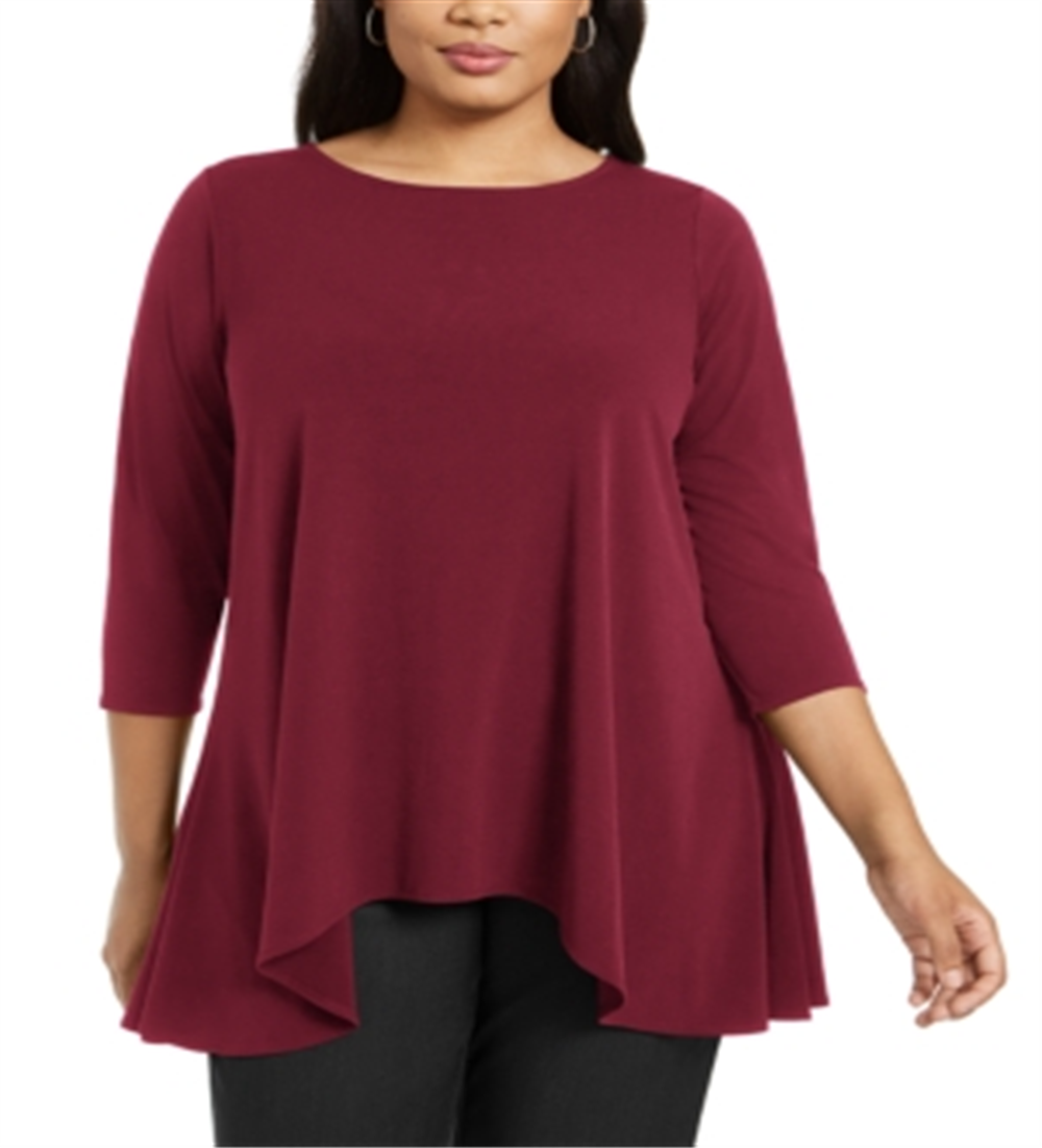 Alfani Women's Plus Handkerchief Hem Top Red Size 3X