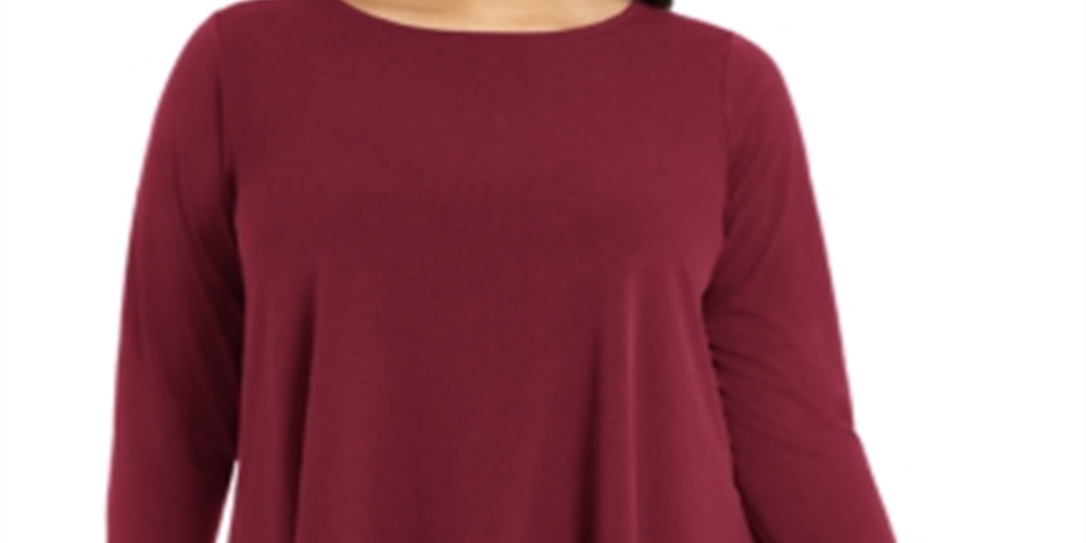 Alfani Women's Plus Handkerchief Hem Top Red Size 3X