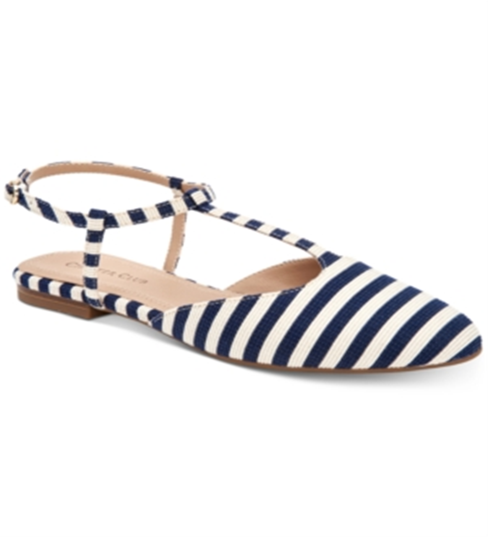 Charter Club Women's Ellory T-Strap Flats Blue Size 8.5M