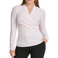 DKNY Women's Textured Surplice Blouse Pink Size Small