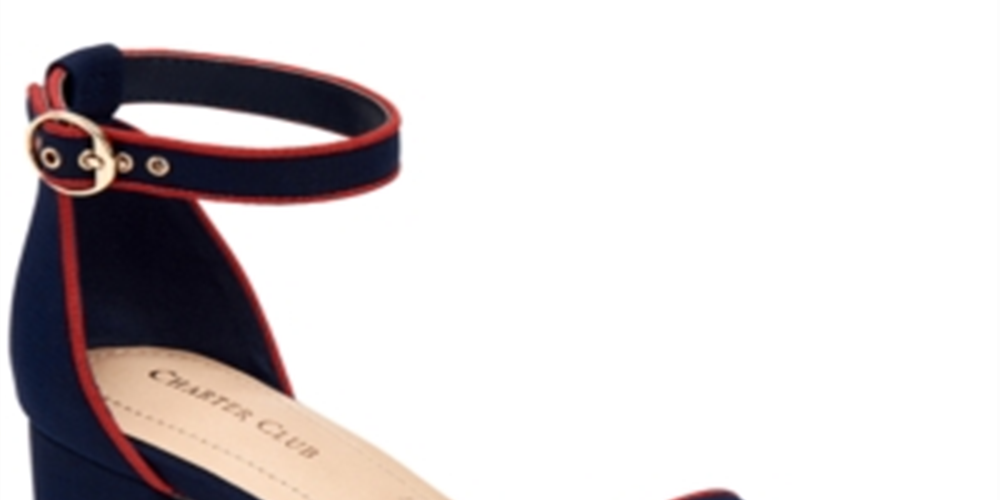 Charter Club Women's Ruue Fabric Open Toe Casual Slingback Sandals Navy Size 9.5 M