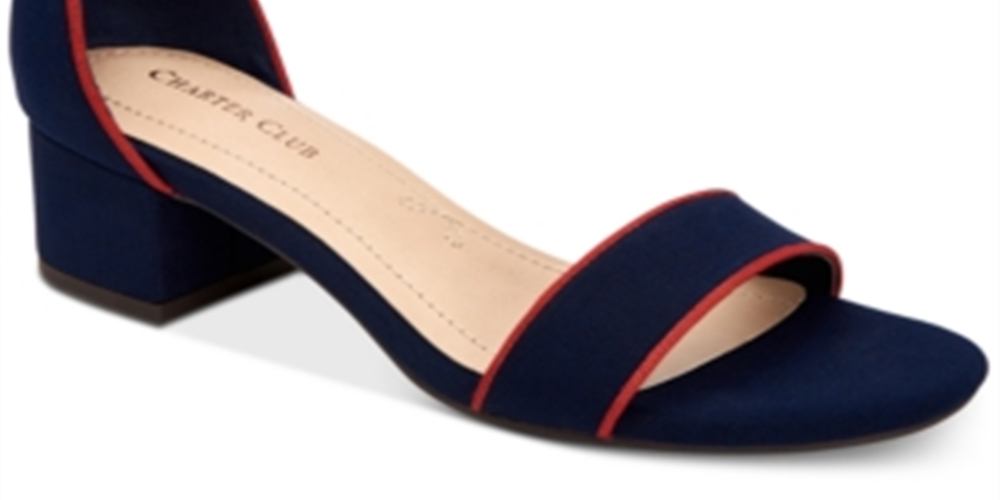 Charter Club Women's Ruue Fabric Open Toe Casual Slingback Sandals Navy Size 9.5 M