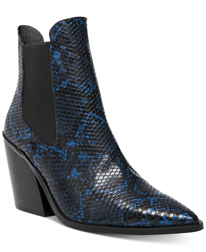 Steve Madden Women's Gail Leather Pointed Toe Chelsea Boots Blue Size 9 M