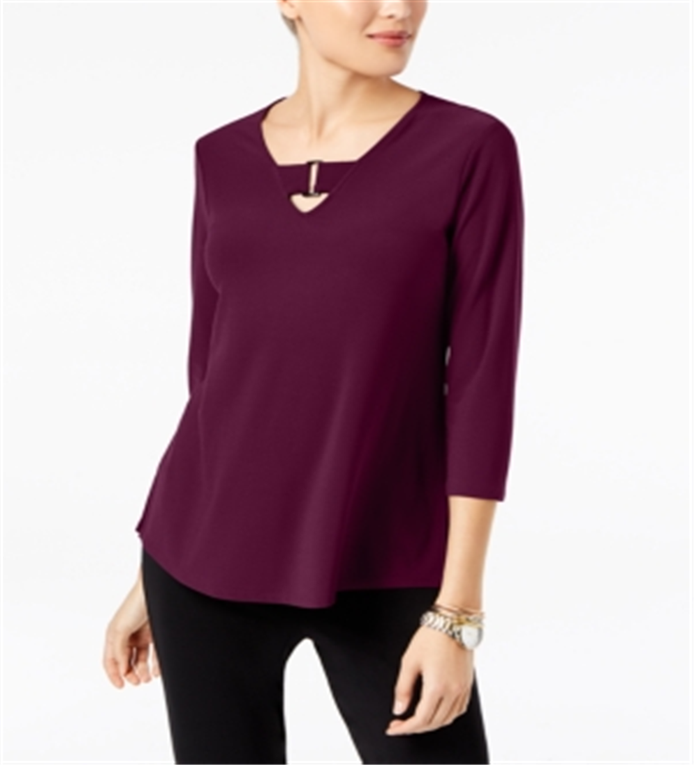 Alfani Women's Buckle Detail Tunic Blue Size XL