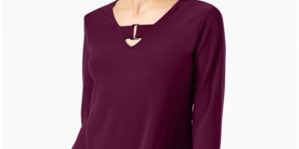 Alfani Women's Buckle Detail Tunic Blue Size XL