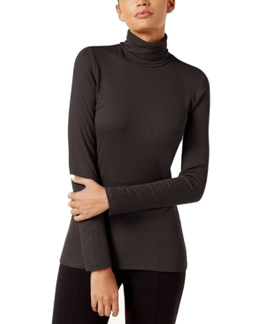 INC International Concepts Women's Ribbed Knit Turtleneck Shirt Brown Size XX-Large
