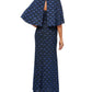 Alex Evenings Women's Glitter Short Sleeve V Neck Maxi Sheath Evening Dress Blue Size 14