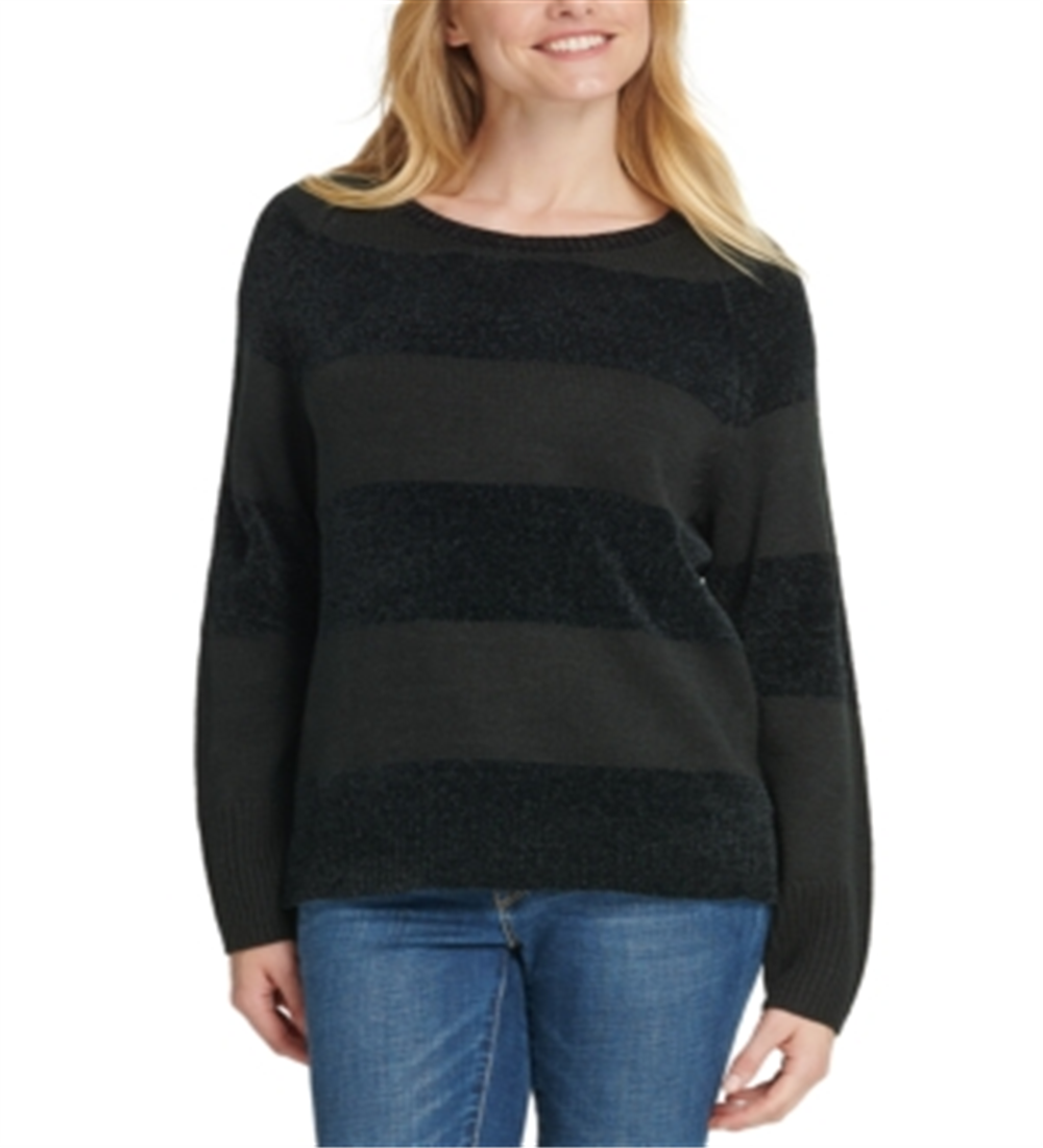 DKNY Women's Striped Sweater Black Size S