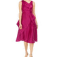 Adrianna Papell Women's Solid Sleeveless V Neck Knee Length Fit Flare Formal Dress Pink Size 16