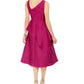 Adrianna Papell Women's Solid Sleeveless V Neck Knee Length Fit Flare Formal Dress Pink Size 16