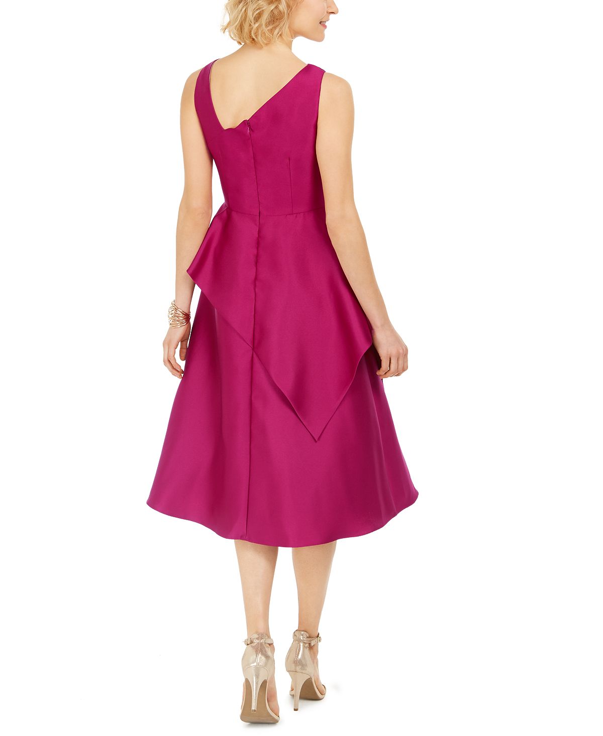 Adrianna Papell Women's Solid Sleeveless V Neck Knee Length Fit Flare Formal Dress Pink Size 16