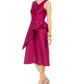 Adrianna Papell Women's Solid Sleeveless V Neck Knee Length Fit Flare Formal Dress Pink Size 16