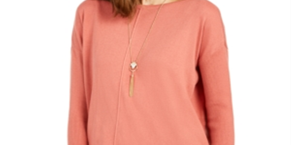 Style & Co Women's Seam Front Tunic Sweater Orange Size Large