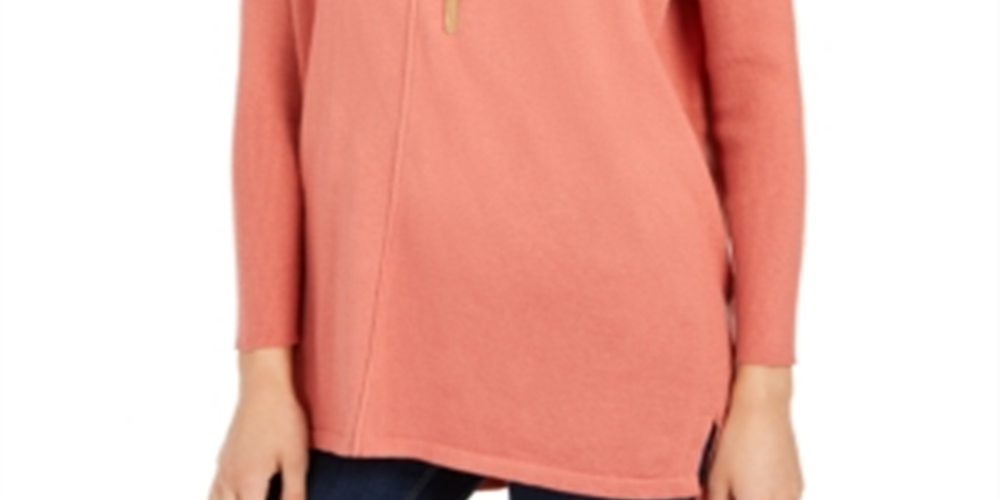 Style & Co Women's Seam Front Tunic Sweater Orange Size Large