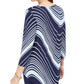 JM Collection Women's Swirl Print 3/4 Sleeve T-Shirt Blue Size X-Small