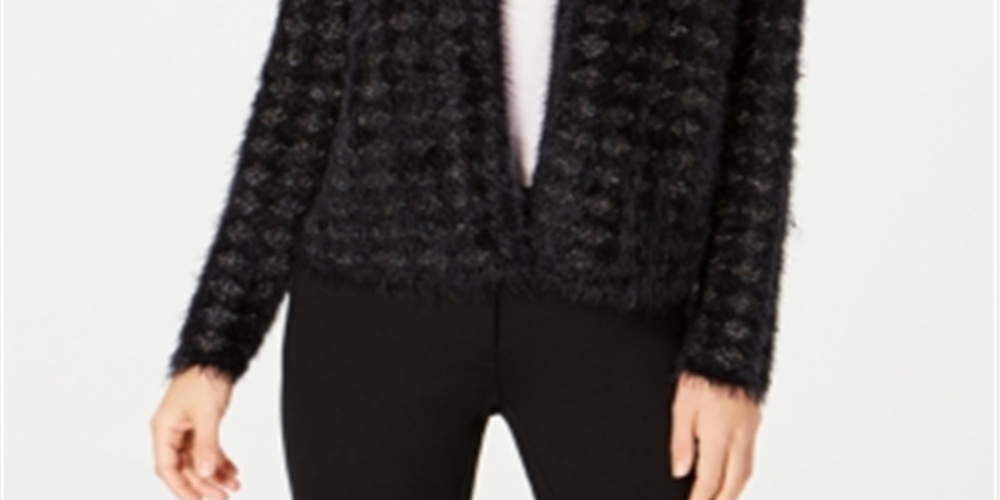 अल्फानी महिलाओं का आईलैश कार्डिगन जैकेट काला साइज़ मीडियम
