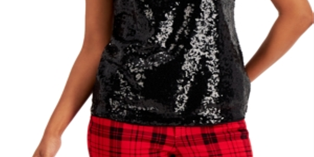 Charter Club Women's Sequined Tank Top Black Size Small