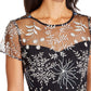 Adrianna Papell Women's Embroidered Illusion Neck Dress Black Size 10