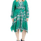 Charter Club Women's Plus Mixed Print Handkerchief Hem Dress Green Size 2X