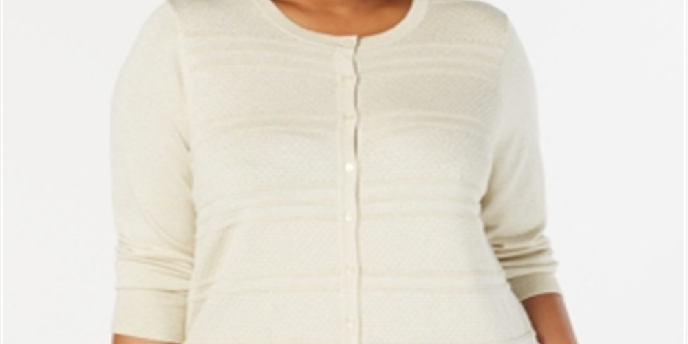 Charter Club Women's Plus Cardigan Button Front Sweater Yellow Size 1X