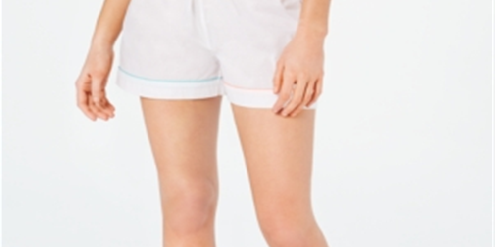 Charter Club Women's Woven Cotton Pajama Shorts White Size X-Large
