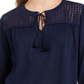 Charter Club Women's Tassel Tie Eyelet Linen Top Blue Size Small