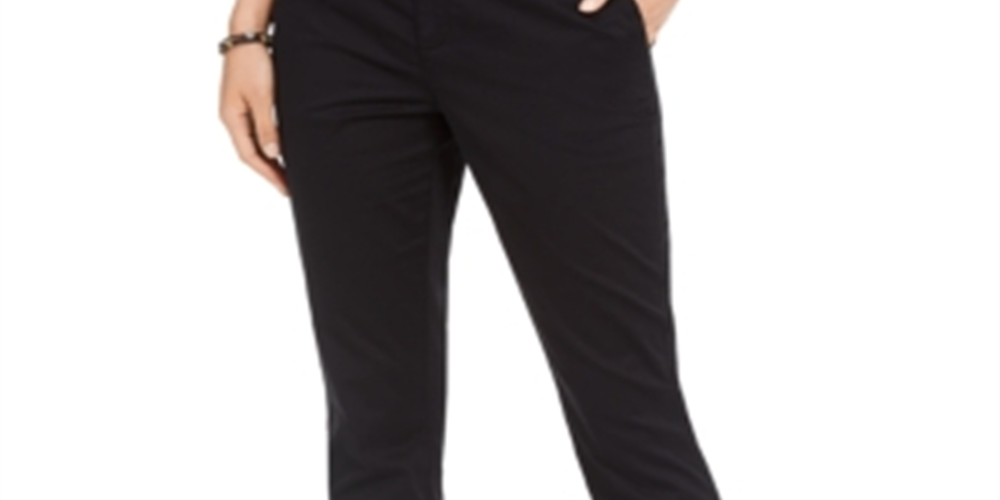 Style & Co Women's Cotton Bootcut Chino Pants Black Size 12