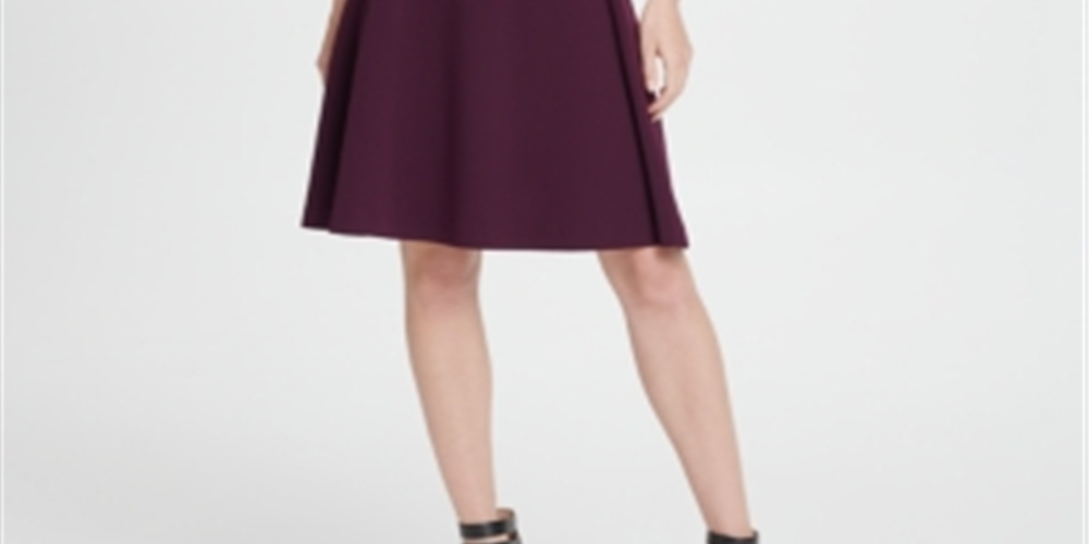 DKNY Women's Knot Puff Sleeve Fit Flare Dress Purple Size 10