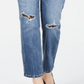 INC International Concepts Women's Destructed Animal Print Curvy Fit Boyfriend Jeans Blue Size 0