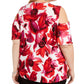 INC International Concepts Women's Printed Cold Shoulder Top White Size 1X