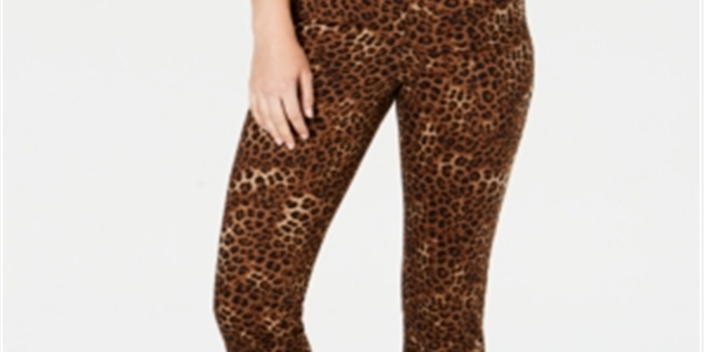 Charter Club Women's Animal Print Lexington Straight Leg Jeans Brown Size 8